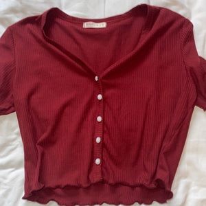RED ROMWE BUTTON UP TOP